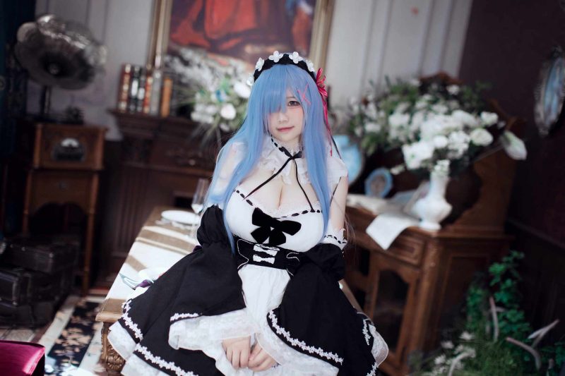 阿半今天很开心 - 蕾姆女仆 Cosplay [47P+2V] 少女的庄园私语-costujun